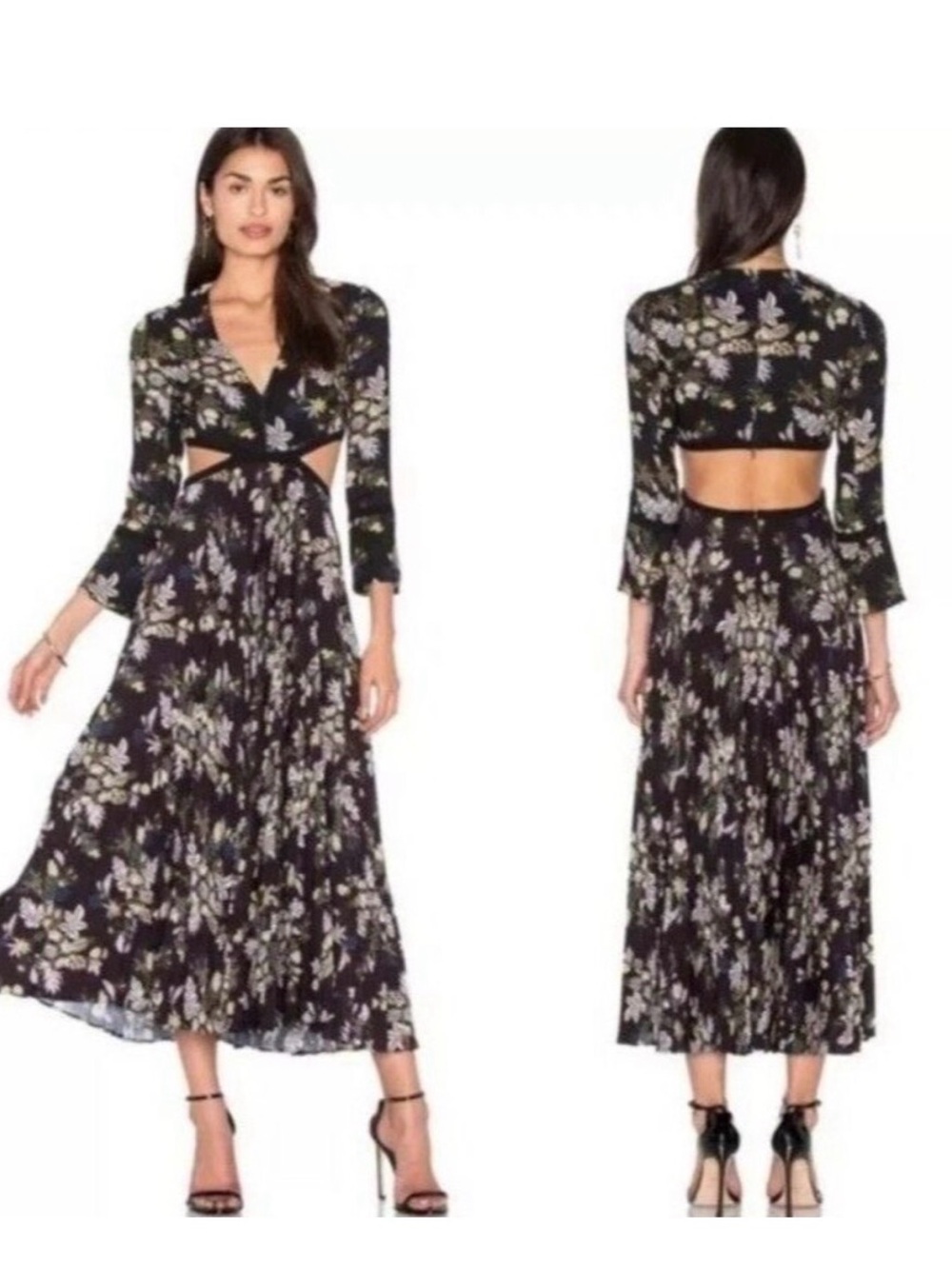 ALC  Josefa Floral Black Cutout Maxi Dress